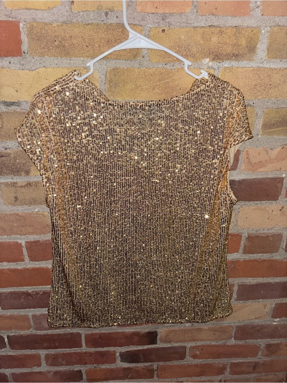 CeCe Gold Sequin Cap Sleeve Top - Picture 3 of 3
